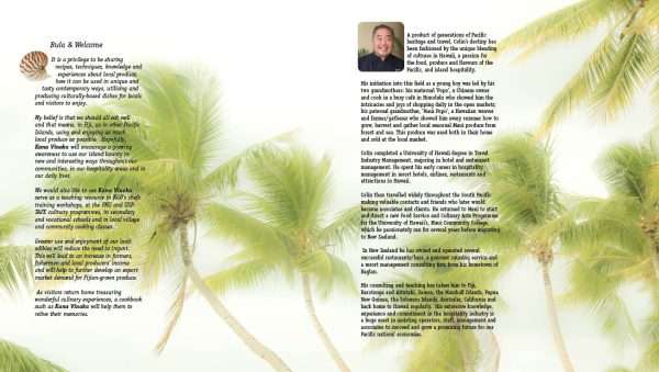 Kana Vinaka Fiji Cookbook by Colin Chung. Winner of Gourmand Cookbook award - welcome page. Worldwide delivery